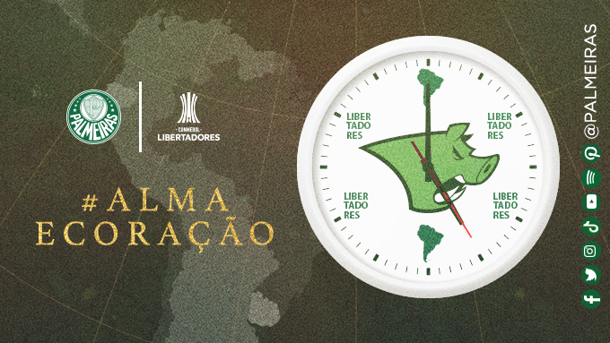 Palmeiras's tweet photo. Falta cada vez menos para entrarmos 𝓳𝓾𝓷𝓽𝓸𝓼 em campo, com #AlmaECoração, em busca da #GloriaEterna! Quem aí também já está contando as horas? ⌚💚

#TodosSomosUm
#LuzesEternas
#Palmeiras https://t.co/VnmeQgA2Pk