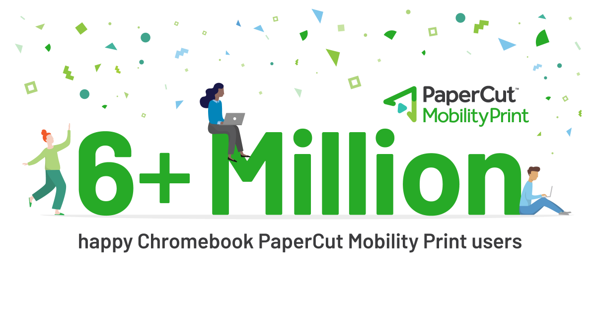 PaperCutDev's tweet photo. Happy 5 million Chromebook users! Wait, no that was last week...
Happy SIX million Chromebook users now printing with PaperCut Mobility Print! 
Download today: https://t.co/DIXykq4NF3
#GoogleCloudPrintAlternative #BYOD #EduTech https://t.co/W2b0ONjJNq