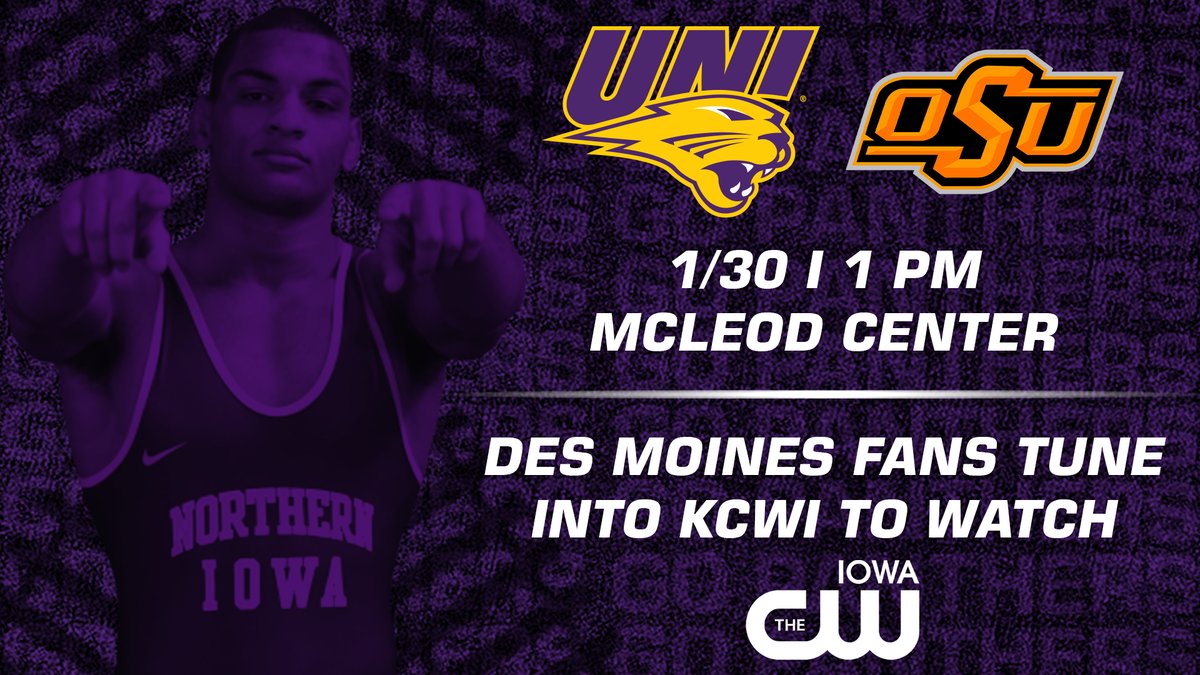 Hey Des Moines Panther fans, be sure to tune into CW Iowa 23 (<a href="/CWIowa23/">CW Iowa 23</a>) to catch all the action from our dual against Oklahoma State!
#PantherTrain
#UNIFight