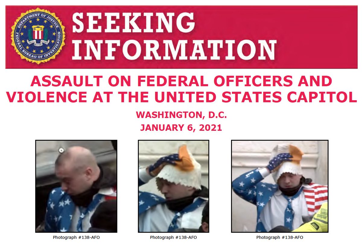 Seeking information poster for an individual involved in the violence at the U.S. Capitol on January 6, 2021.
