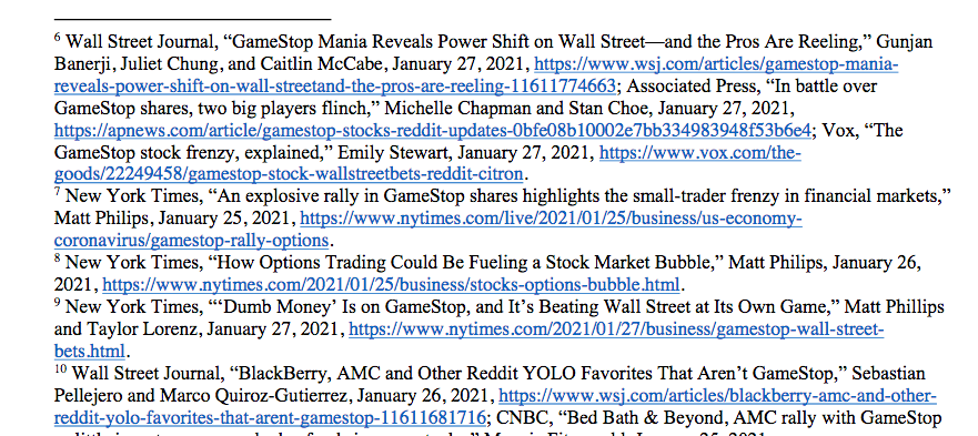 8/x And where is she getting her info? Where are all the citations from in her statement?From the Wall St. Journal and NYT. This is one level above citing crying Wall St people from CNBC.