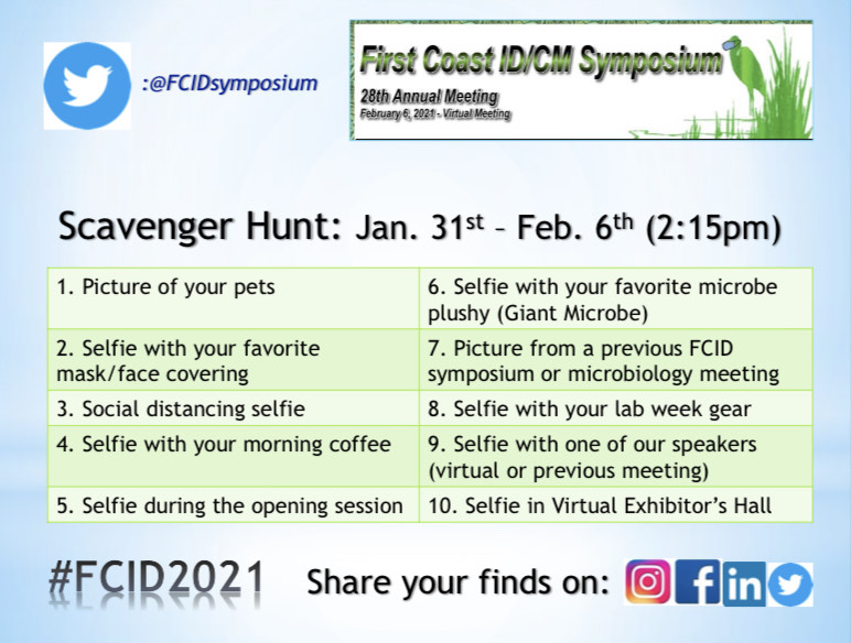 First Coast Infectious Disease Symposium (@fcidsymposium) on Twitter photo Your scope work begins Monday! <a href="/Marstiglez/">RaquelMarieMartinez</a> <a href="/GaryProcop/">MicroBytes</a> <a href="/ASMicrobiology/">ASM</a> <a href="/GeisingerPath/">Geisinger Pathology</a> @melmillerphd <a href="/ParasiteGal/">Bobbi Pritt, MD</a> <a href="/harrington1884/">Harrington Engman</a> <a href="/RodneyRohde/">Rodney E. Rohde, PhD "Doc R"</a> <a href="/ASCP_Chicago/">ASCP</a> <a href="/KMirza/">Kamran Mirza MD PhD - کامران مرزا</a> <a href="/JMGardnerMD/">Jerad Gardner, MD</a> <a href="/Sara_Jiang/">Xiaoyin "Sara" Jiang, MD (She/Her)</a> <a href="/FrancesVShelto1/">Dr Frances Valencia-Shelton, PhD, D(ABMM),SM(ASCP)</a>
#FCID2021 #ASCPSoMeTeam #microbiology #pathology #micromeded #medlabchat Your scope work begins Monday! <a href="/Marstiglez/">RaquelMarieMartinez</a> <a href="/GaryProcop/">MicroBytes</a> <a href="/ASMicrobiology/">ASM</a> <a href="/GeisingerPath/">Geisinger Pathology</a> @melmillerphd <a href="/ParasiteGal/">Bobbi Pritt, MD</a> <a href="/harrington1884/">Harrington Engman</a> <a href="/RodneyRohde/">Rodney E. Rohde, PhD "Doc R"</a> <a href="/ASCP_Chicago/">ASCP</a> <a href="/KMirza/">Kamran Mirza MD PhD - کامران مرزا</a> <a href="/JMGardnerMD/">Jerad Gardner, MD</a> <a href="/Sara_Jiang/">Xiaoyin "Sara" Jiang, MD (She/Her)</a> <a href="/FrancesVShelto1/">Dr Frances Valencia-Shelton, PhD, D(ABMM),SM(ASCP)</a>
#FCID2021 #ASCPSoMeTeam #microbiology #pathology #micromeded #medlabchat