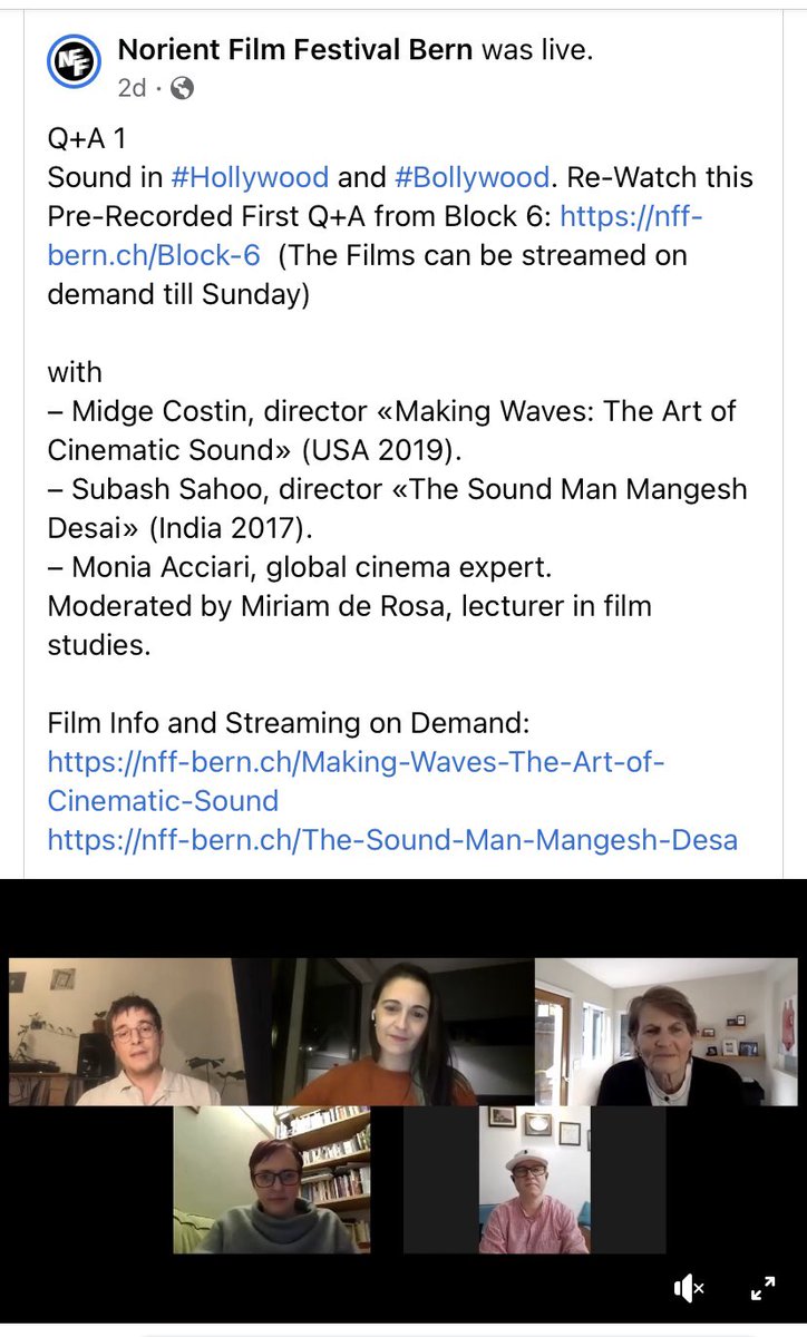 Director Midge Costin recently participated in a Q&amp;A for the Norient Film Festival Bern along with Subash Sahoo, director of "The Sound Man Mangesh Desai".

The topic: "The Power of Sound in Film: Hollywood &amp; Bollywood"

nff-bern.ch/Block-6