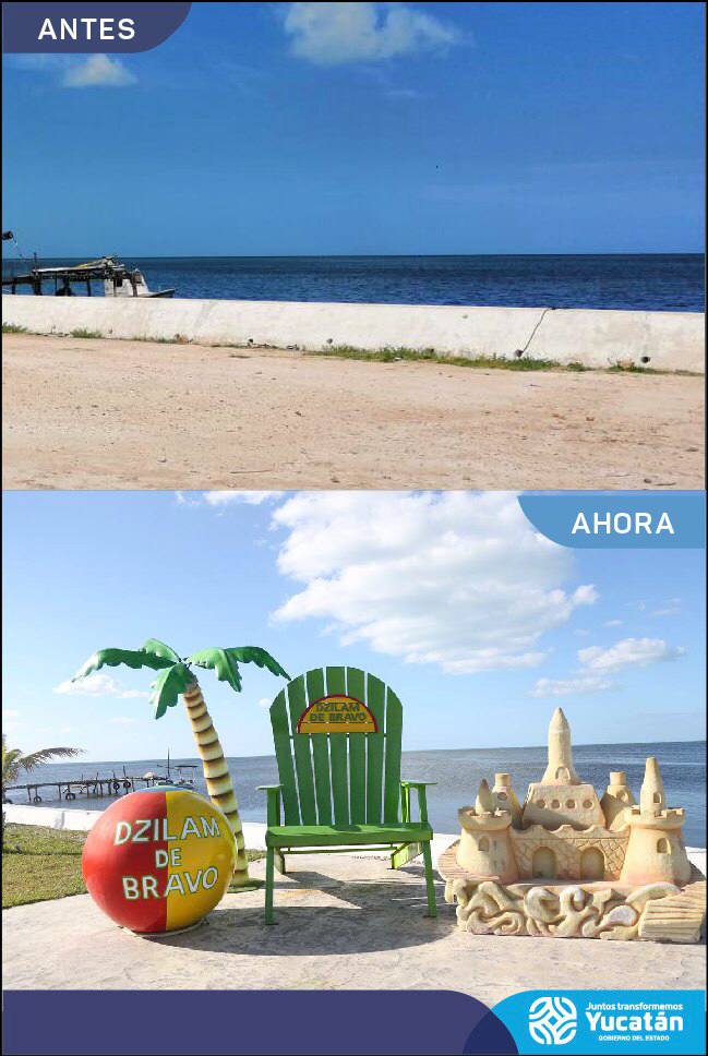 MauVila's tweet photo. Por muchos años así lucía el Malecón de #DzilamdeBravo. Ahora tiene un nuevo rostro, es más cómodo y tiene nuevos atractivos como andadores y zona de juegos, estas obras las realizamos en beneficio de las familias, atrayendo más turismo que deje derrama económica en el estado. https://t.co/ao0EqSvqSL