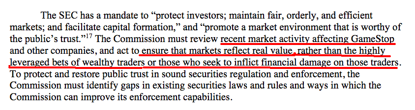 11/x Again blaming hedge funds shorting 140% of a stock AND retail investors who "seek to inflict financial damage" on the hedge funds.As if they are both bad or to blame. Fuck hedge funds. I didn't vote for Warren for Senator so she can protect them from people on reddit.