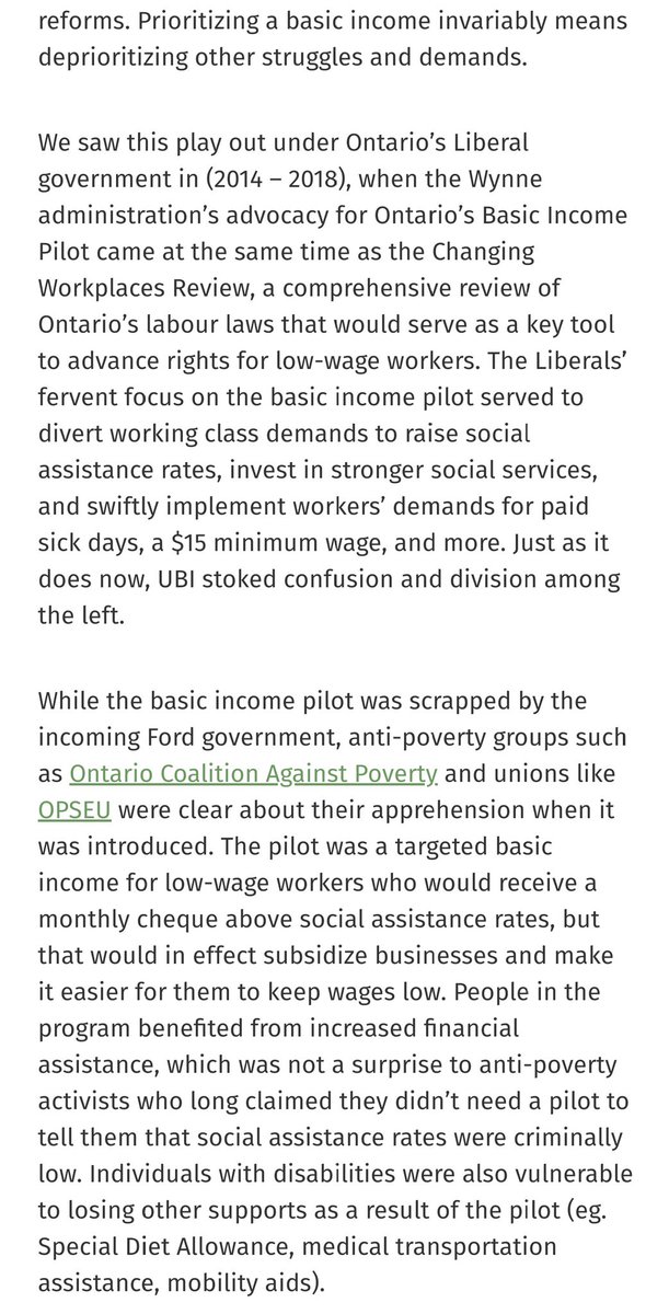 I thought I was being a bit too paranoid about the influence corporations have on the UBI/BI movement.The more I look into it,the more obvious it is.The BC report is giving me life when I was otherwise feeling pretty depleted from UBI/BI convos.Also this:  https://springmag.ca/against-the-market-we-can-do-better-than-basic-income