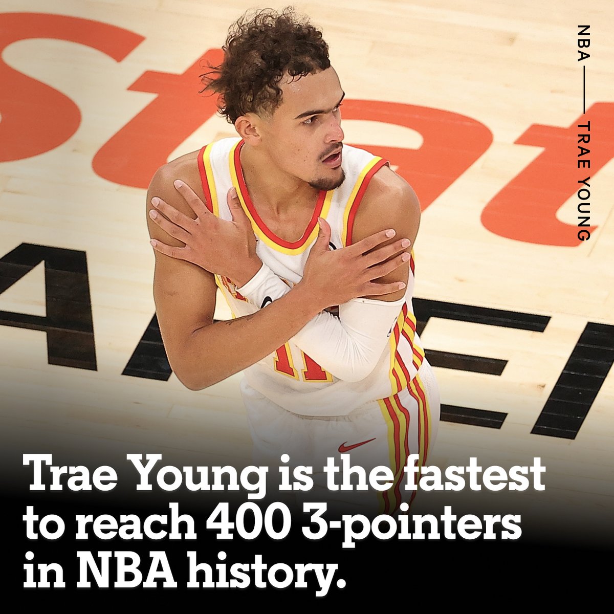 The Athletic on Twitter: "Trae Young has made 400 3-pointers faster than  anyone in NBA history. ❄️📈 https://t.co/aDIsLT8g5E" / Twitter