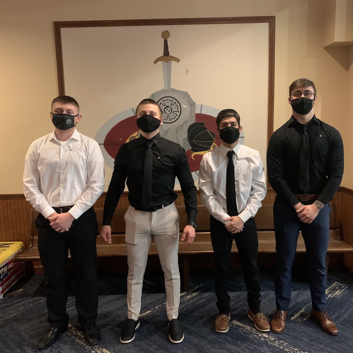 We are very excited to announce our new initiates (left to right)                                         Zach Fleisher, Anthony Nissan,Steven Carrasquillo and Hunter Kidwell. Due to covid restrictions some had to wait longer than others . The new Knights of Sigma Nu LTH🐍💛