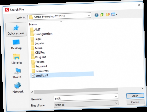 where do i find the photoshop amtlib.dll