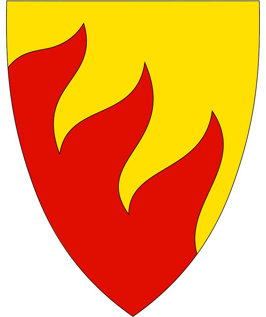 Sør-Varanger and its capital of Kirkenes lies in the far northeast corner of Norway and is the only municipality to border Russia. Its shield is that of a three-tongued flame.Coincidentally, this was where the Nazis first started their scorched-earth tactic against the Red Army.