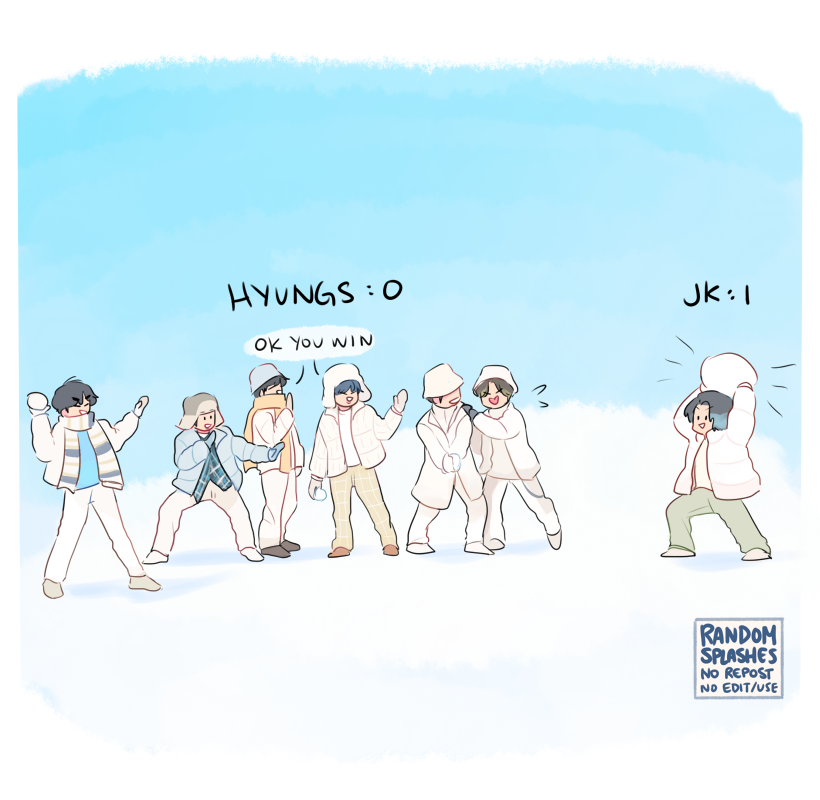 snowball fight with the hyungs! ❄️

#BTS #btsfanart @BTS_twt 