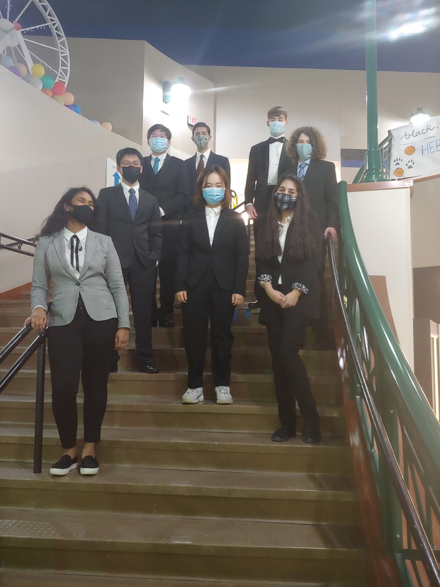 HebronAcDec's tweet photo. Day 1 of 2021 Academic Decathlon Regional Meet is done! The kids look spiffy though so we had to pose! #hpnd #ComeToWin https://t.co/9r1b0ifc8x