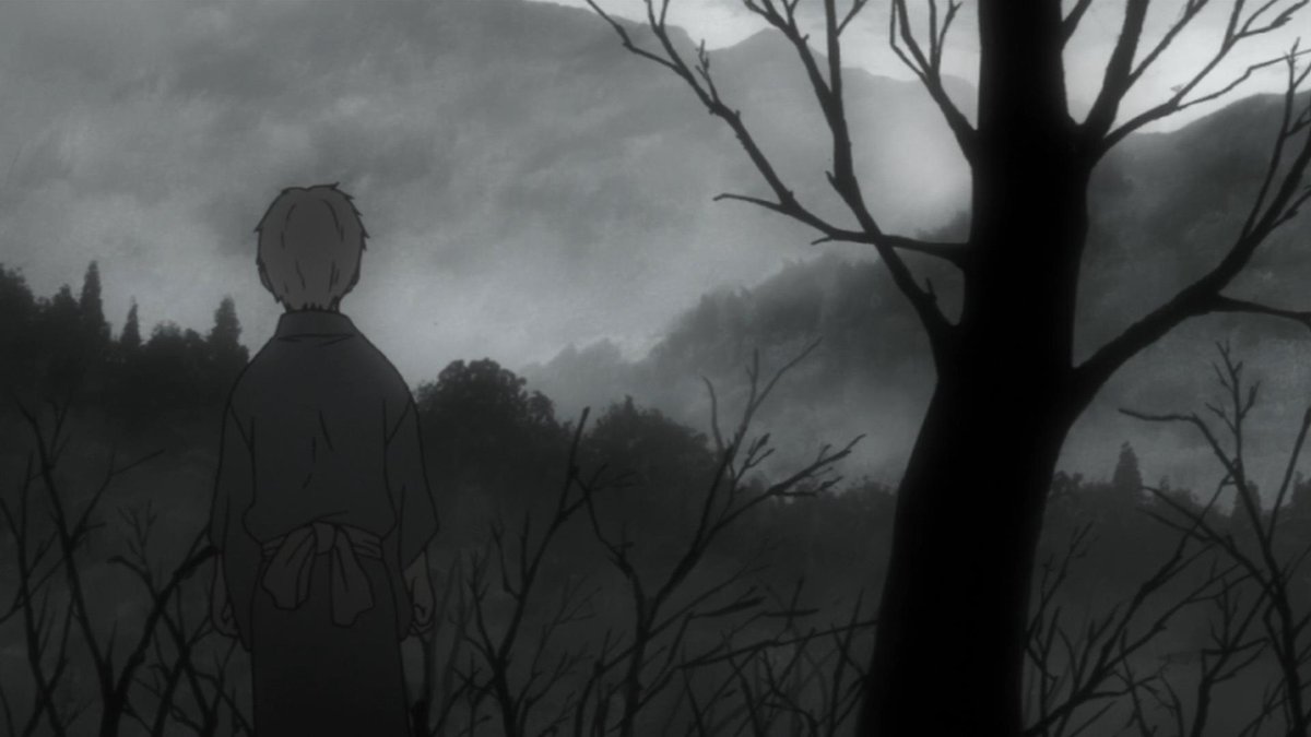 -and the tragic fate that fell Nui and her family, Ginko had a great difficulty accepting this way of life. It isn’t until he becomes a part of this “flow of life” when he’s crept into the darkness of the Ginko, and is forced to give up an eye and his memories to save himself.