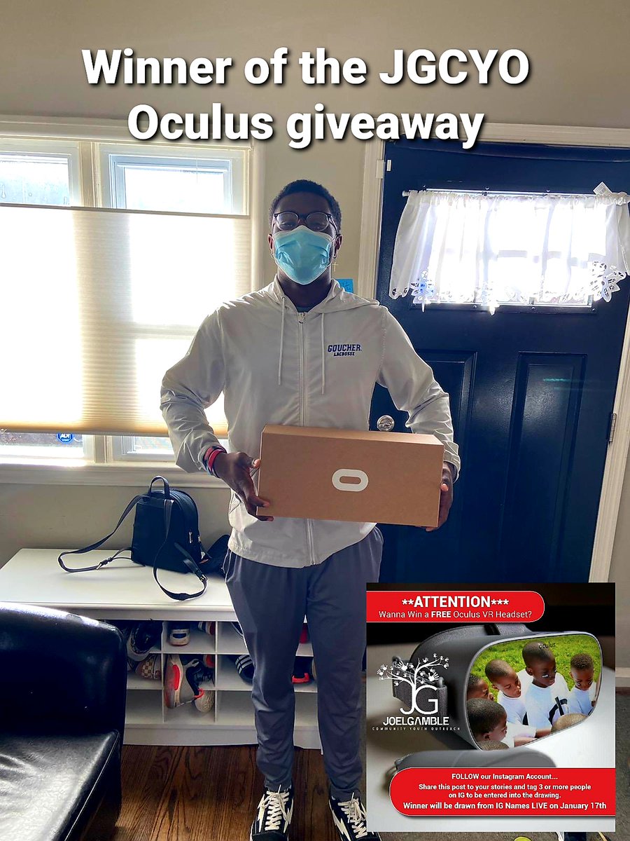 NFLTE82's tweet photo. Congrats to our contest Winner @3ricjr1 Eric Conaway current College student at Goucher College. Enjoy the Oculus VR system, and thanks for sharing our page!!! #communityservice #contest #vr #oculus #inspirechange #marketing #jgcyo #vrcontest #givingback https://t.co/shnTUslATN