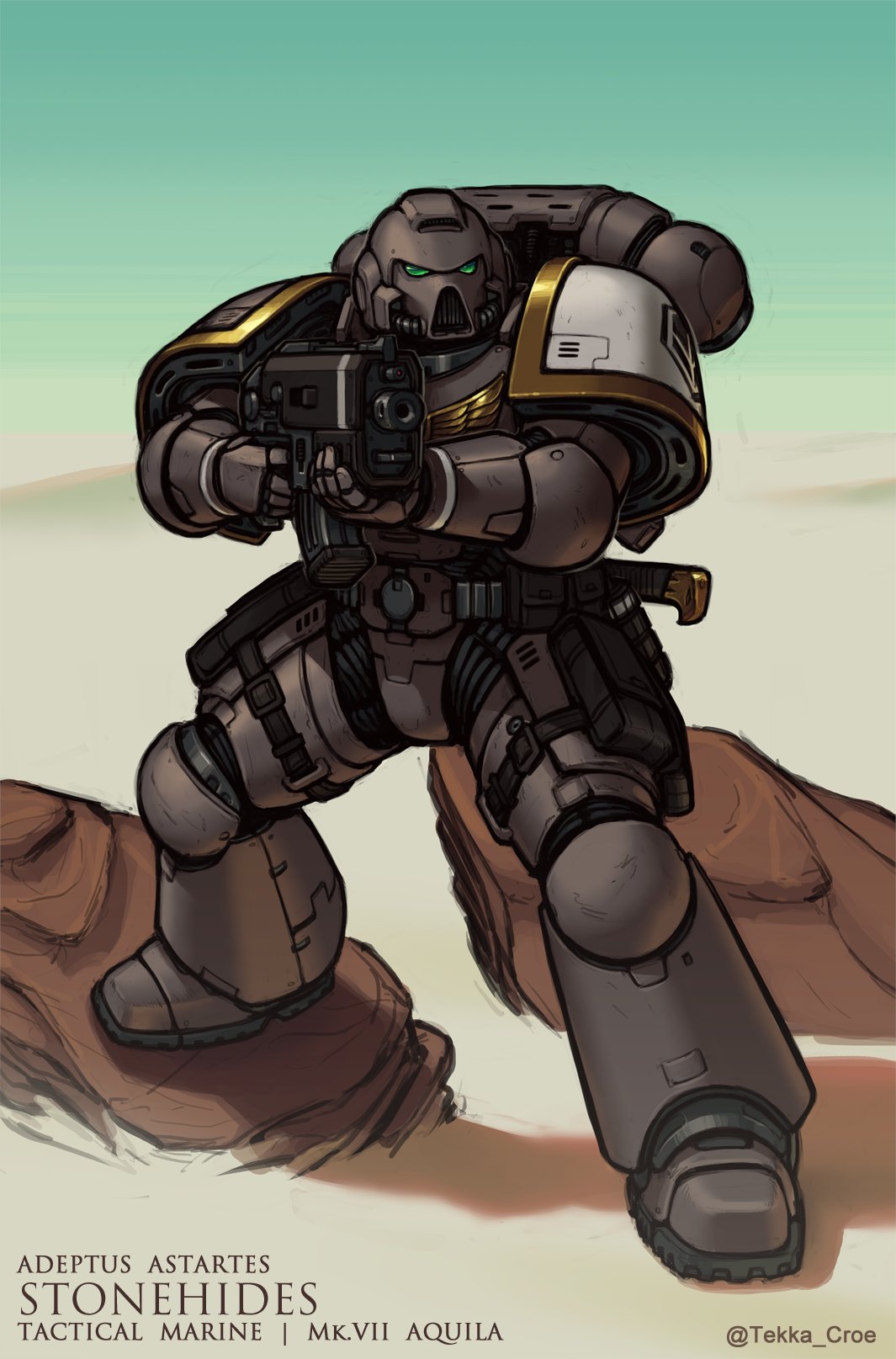 Tekka_Croe on X: New artwork for my Stonehides Space Marine chapter.  Mainly just aiming to reflect refinements that Ive made to their color  scheme, as well as trying to firm up my