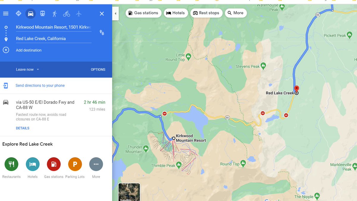 dhiv_bug's tweet photo. @CaltransDist10 Did kirkwood to red lake close recently? Google map and waze alert says so https://t.co/x8svBPurj4