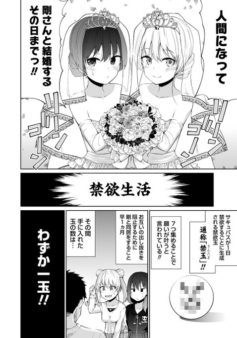双子のサキュバスが一人の男性を取り合う漫画(3/7) 