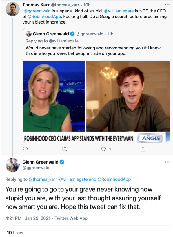 And the icing on that particular sh1t of a cake,is then using all that to dump on  @thomas_karr,a guy with just 334 followers (now 335)who called a PoS a PoS.Glenn, just STFU.