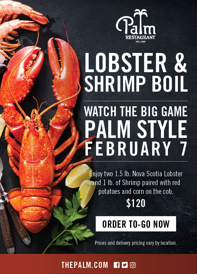 Get your pre-order in now for your Lobster Shrimp Boil Super Bowl dinner!! #palmrestaurant #lobstah #gamenight