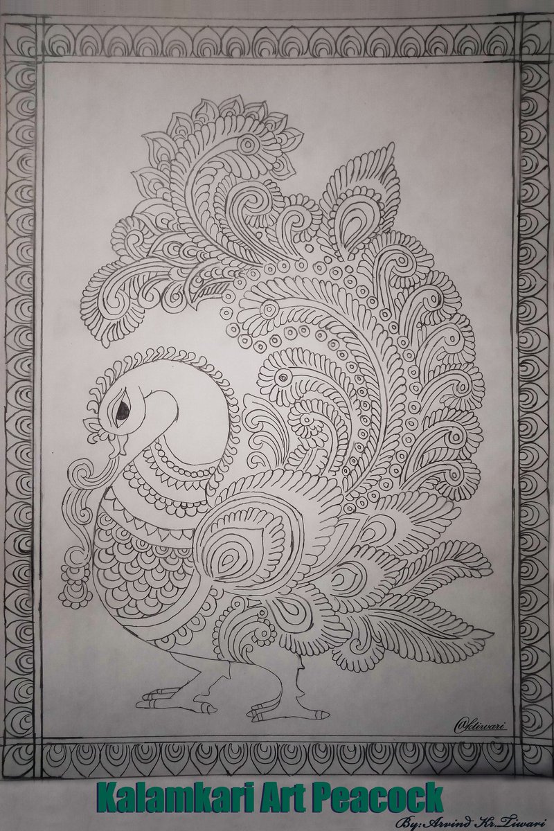 #KalamkariArt Sketching 'Peacock'
#sketch #painting #drawing #ArtistOnTwitter2021 #art #PencilArt #Sketching #ArtistOnTwitter