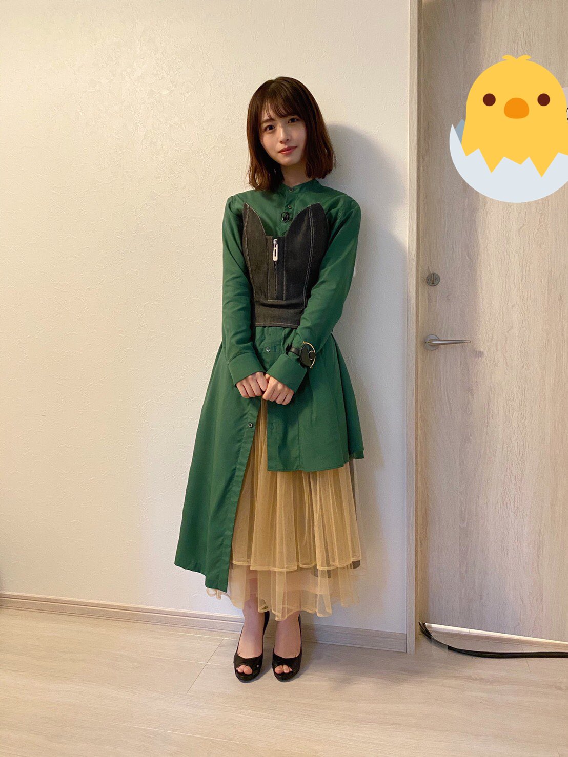 PUBLIC TOKYOジャガードマルチレイヤーワンピ 長濱ねる 青かっ