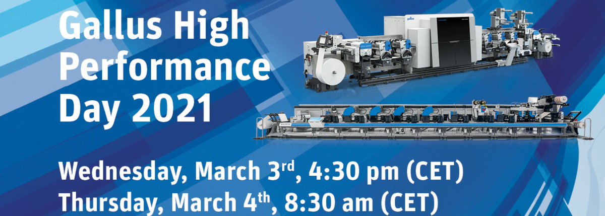 HeidelbergIndia's tweet photo. Don't miss out on registering for the first virtual Gallus event, the Gallus High Performance Day 2021, which will take place on March 3rd and 4th, 2021.
Find out more about the event details & your registration: https://t.co/eaRODIhFl4
.
.
#galluslabelmaster #galluslabelfire https://t.co/5rE3Omx4DE