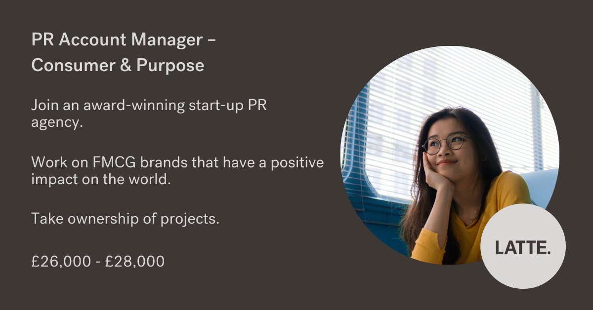 PR Account Manager Consumer and Purpose Job Opportunity: Drive the media relations for a natural-based snack brand with purpose at its core. Email chantelle@wearelatte.com to apply. #PRJobs #Recruiting 
buff.ly/2M5ukLK