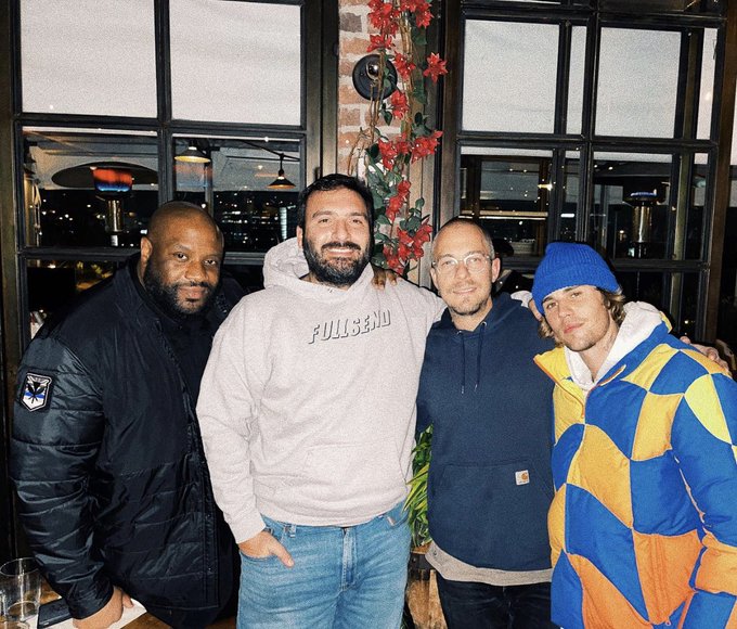 I&rsquo;m happy restaurants are back open. Great dinner @justinbieber, @joshgudwin and Lauren. https://t.c