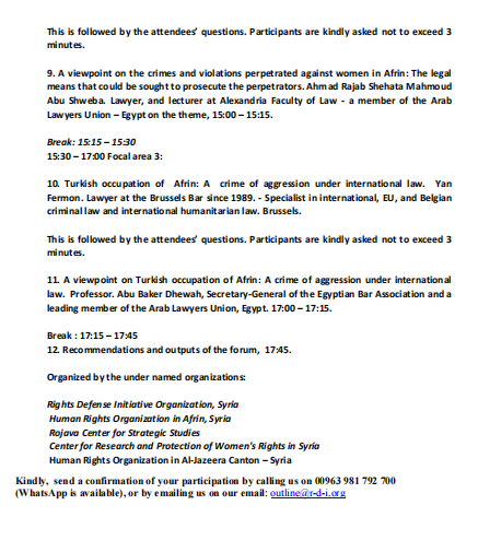 The agenda of the conference today: