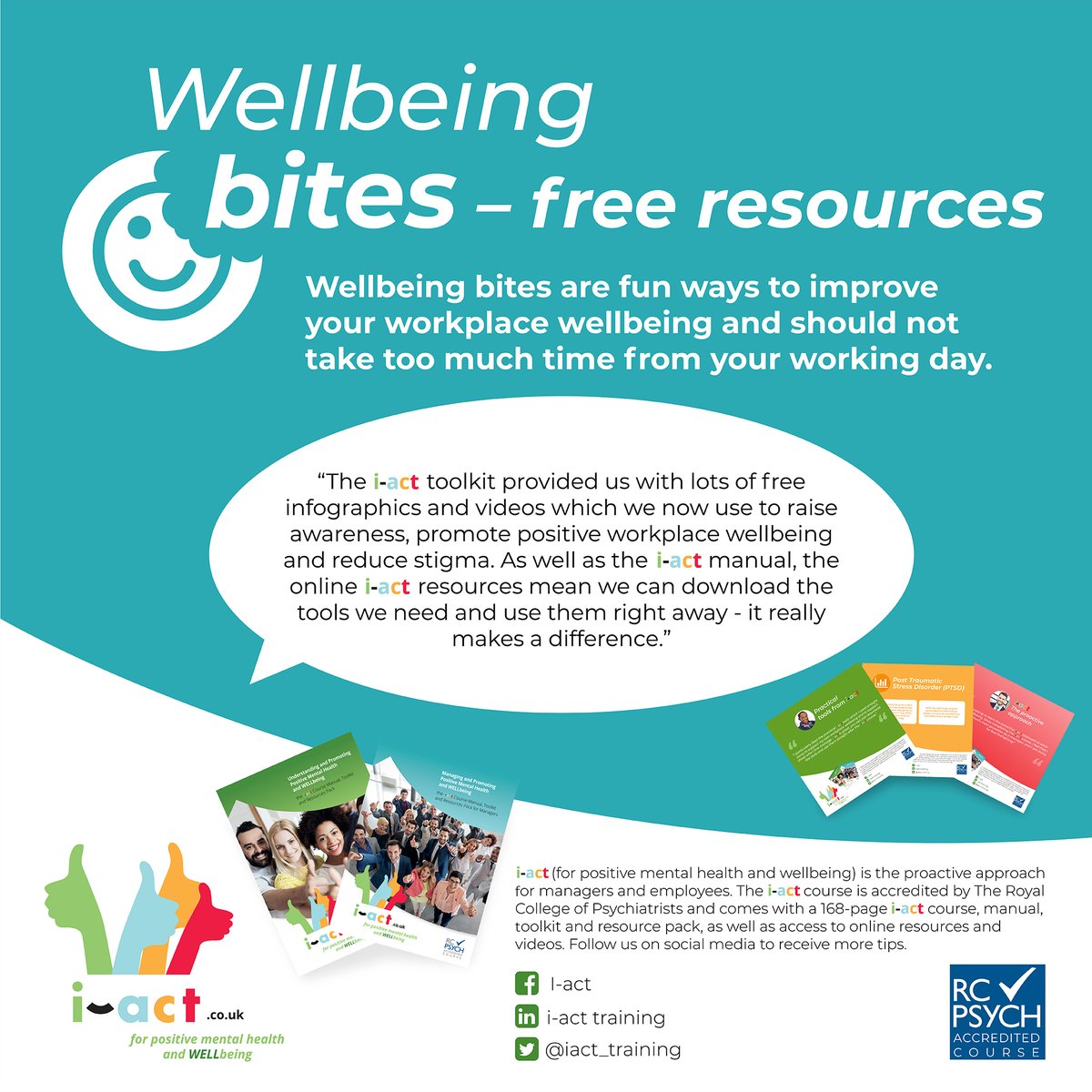 iact_training's tweet image. New resources to support workplace mental health and wellbeing are now available to all i-act managers and practitioners, in the members area of the i-act website. Log in and check them out here: 
i-act.co.uk/post/new-resou…