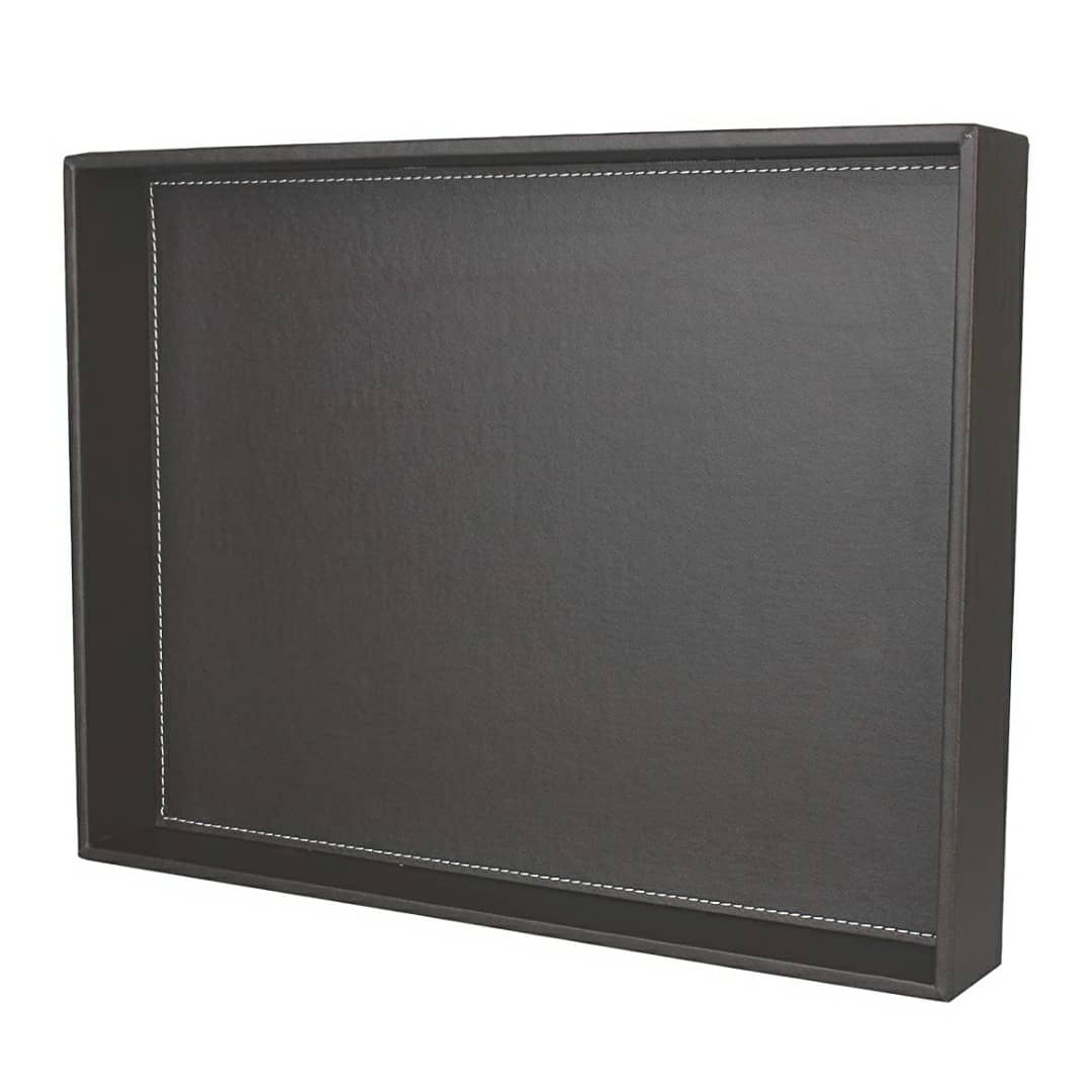 Black Leather serving tray to add elegance to your home and office accessories. #hotels #leathertrays #puleather #servingtrays #luxuryinteriors #luxurylifestyle #luxuryresorts #trays #office