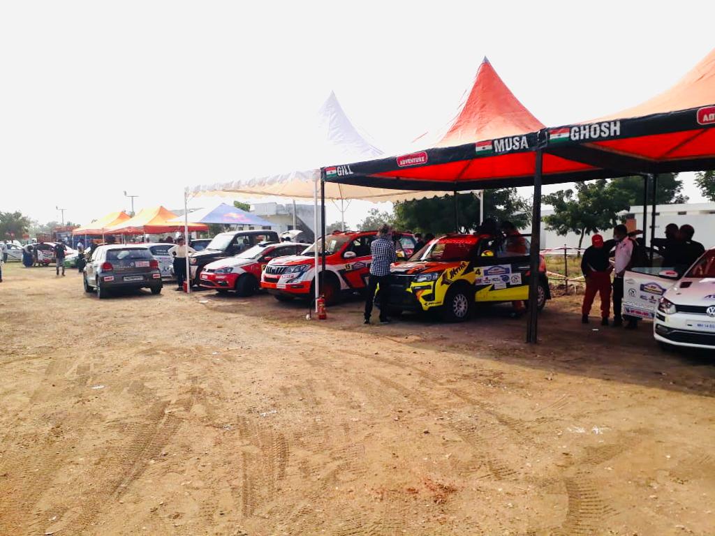 Cars ready at the parc fermé for the round 3 of #INRC2020 - the #RallyofCoimbatore. Stay tuned. Live updates coming up from the stages.