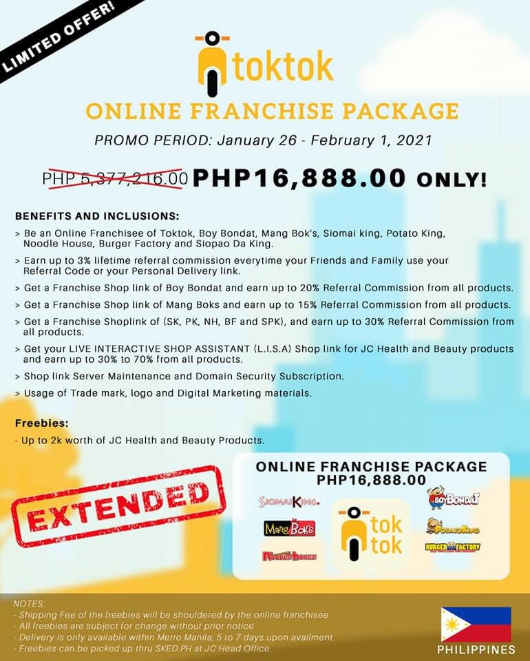 To support our co-member, <a href="/dianaclarisse/">diane esguerra</a>. We would like to invite you all if you are looking for an online franchise business this pandemic to try the Toktok franchise promo package until Feb. 1,2021. If you are interested, PM <a href="/dianaclarisse/">diane esguerra</a> for more details 😊
#Toktokfranchisee
