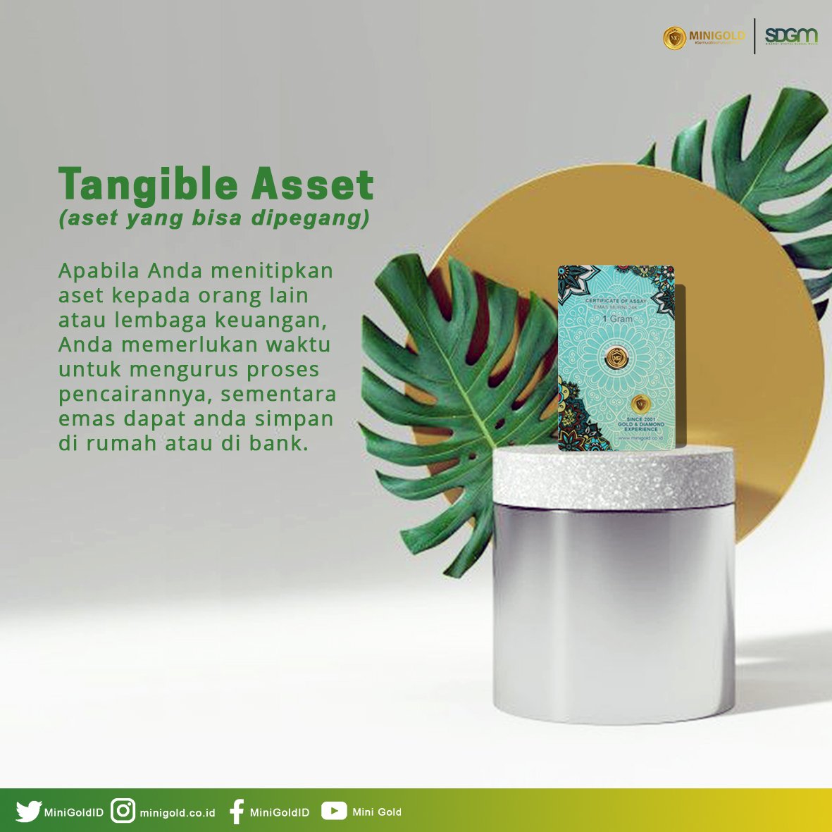GoldJogja's tweet photo. Emas merupakan salah satu Tangible Asset.

Anda bs memegang &amp; menyimpannya di t4 teraman di rumah.

Jika Anda membutuhkan dana cepat yg perlu diurus, emas bs lgsg dicairkan pd saat itu jg

Apalagi dgn MiniGold, lebih mudah dicairkan tanpa hrs melepas tabungan emas yg lebih besar. https://t.co/p744ELQhVK