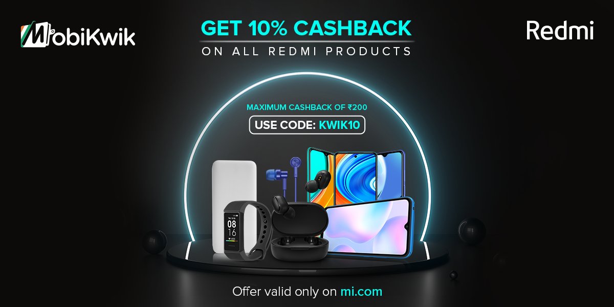 RedmiIndia's tweet photo. #GrabYoursQuick cause @MobiKwik is offering 10% Cashback on all #Redmi products purchased on https://t.co/cwYEXdVQIo.
Use Code KWIK10 on checkout to avail your cashback.
Offer valid till 14th Feb, 2020. T&Cs apply.
Happy Shopping! https://t.co/7gVHRrVLyz