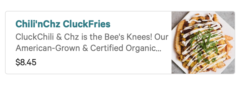 next level cluckers does not sell the a la carte gardein strips afaik. they seem to sell very similar products to the next level burger menu, except everything has "cluck" added to the name. behold.