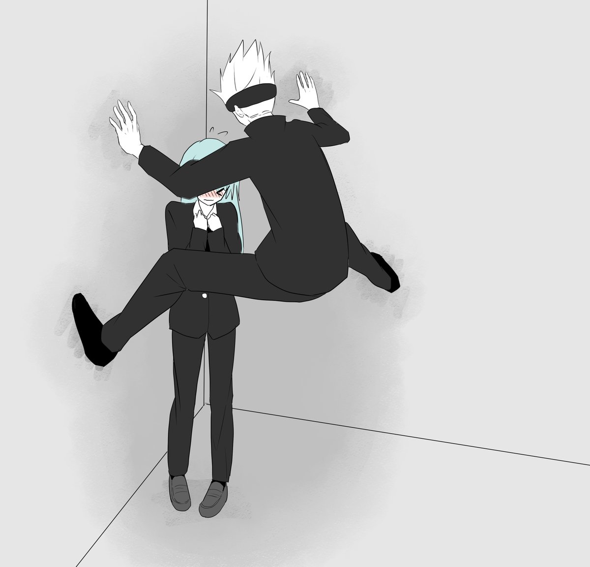 てぽぬ V Twitter 五条先生蝉ドンさせてごめんね 五条先生の蝉ドン ２と壁ドンのメカ三輪と五条先生の壁ドン拒否の恵 イラスト 落書き 呪術廻戦 絵描きさんと繫がりたい