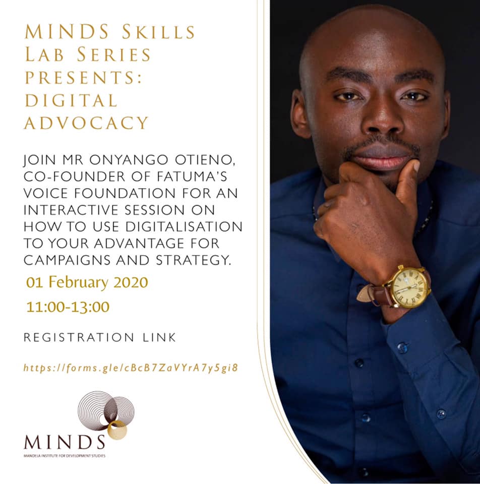 Rixpoet's tweet photo. I'm conducting a Digital Advocacy Skills Lab for students of Mandela Institute for Development Studies @MINDSAfrica on Monday 1st February 2021 from 12pm EAT to 2pm.

This opportunity is open to all interested participants. Please RT. 

Register: https://t.co/fKMp8o72Pz https://t.co/iVGuh32y2U