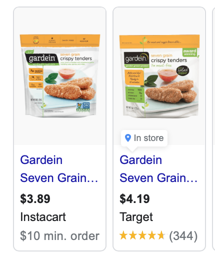 (if you are not familiar with the gardein brand: you can get roughly 10 of these bad boys for less than the 3-strip a la carte price.)(note the fact that they're described as "seven-grain" crispy tenders! that's a giveaway that nlb uses this brand.)
