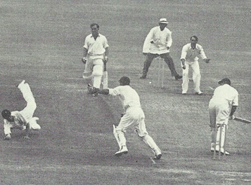 He is carried on shoulders to the dressing room. No SAn has ever taken 9 in an innings, nor has any SAn taken 13 in a match. In the next Test he takes 6 in the last innings. The series is tied 2-2 ... Tayfield 37 wkts at 17.18. Everyone cheers. Even the non-European enclosure.