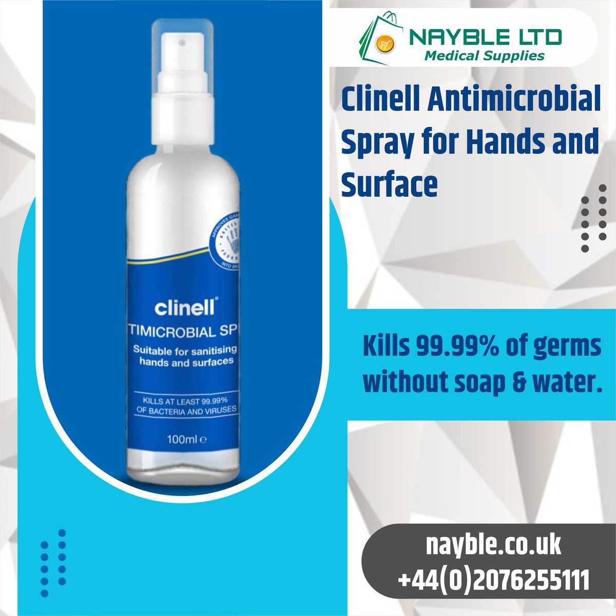 Nayble_'s tweet photo. Buy the Clinell Antimicrobial Spray for advanced Hand & Surface Sanitizer for instant protection from viruses & kills 99.9% of germs. Safe for use around babies and pets.
For More Info. Visit Us: https://t.co/OOz0naaKPl
#facemask #masks #bestmask #safehands #sanitiser #clean https://t.co/rbVT6MH2bN