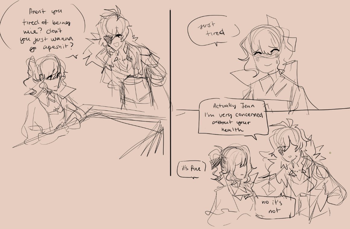 In this thread i'm just gonna ramble about my view of Kaeya and Jean's relationship bc i think it's interesting that it's more between the lines than the others. (this might be long so sorry)