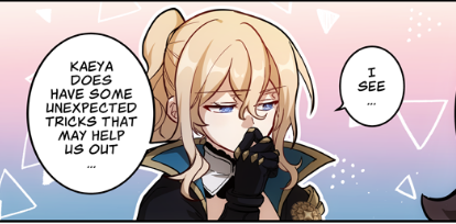 I find Kaeya hard to read so let's start with Jean: "a strict and impeccable woman. Her flawless etiquette knows no fault" -Ningguang. Despite this she seems to place a lot of trust/faith in Kaeya, even if she may disagree with his methods