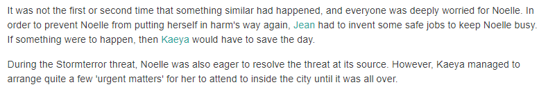 Here in the manga she doesn't even hesitate! I find it funny that some one like her has some one so suspicious as her right hand. She also trusts him with background work like making sure Noelle doesn't endanger herself.