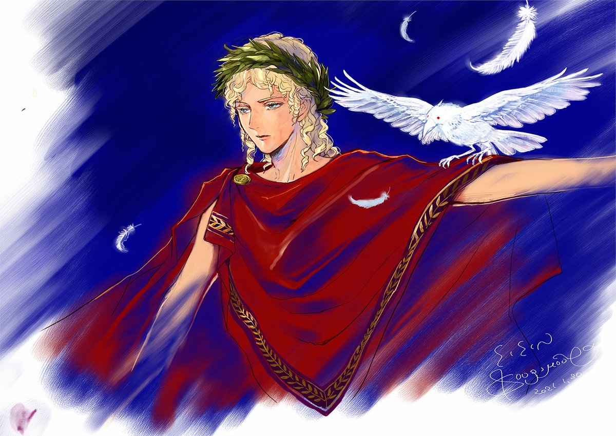 らくがき：アポロンとリュキオス（白カラス）