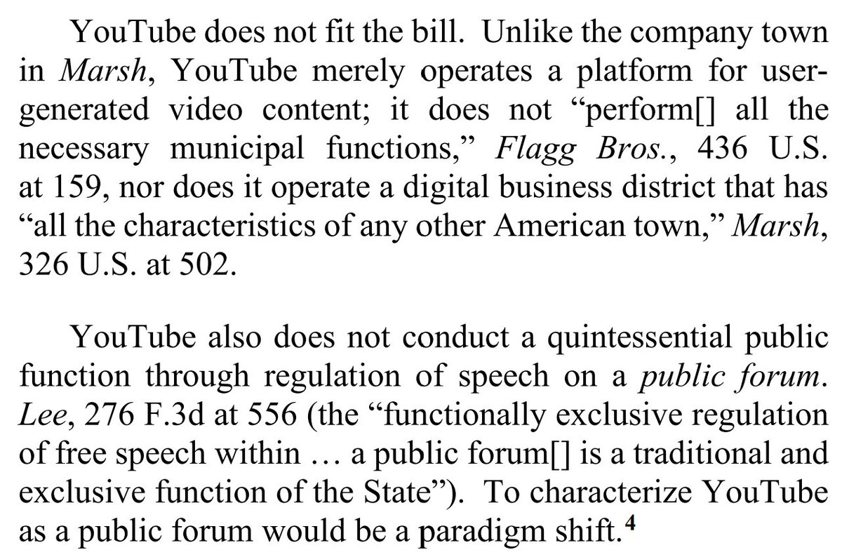 6/ PragerU raised the public-forum argument in its lawsuit against YouTube. The Ninth Circuit rejected it (in one of those decisions Prof H says don't exist).