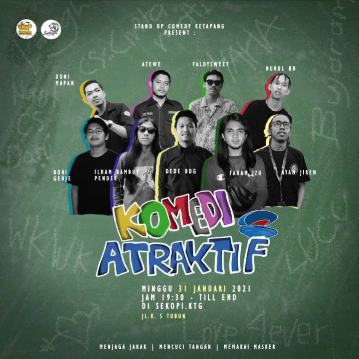 Komedi aktraktif | <a href="/Standup_IndoKTG/">.</a> | minggu, 31 januari 2021| di sekopi,jl.Ks tubun| jam 19:30 wib | terbuka untuk umum