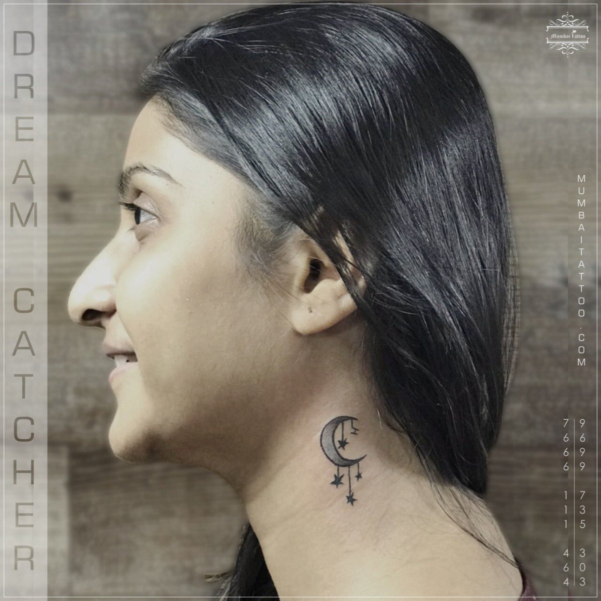 Behind-the-Ear Dreamcatcher Tattoo Style