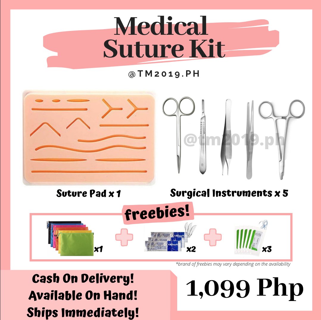 tm2019dotph's tweet photo. Good day doctors! We've updated our surgical kit inclusion. Rest assured all our products are still top-quality and affordable. ❤

Medical Suture Kit for medical teaching and basic training skills for 1,099 PHP👩🏻‍⚕️👨🏻‍⚕️

#suturekit #medicalstudent #surgery #tm2019 #tindahangmedicina https://t.co/JB49f5o3q6