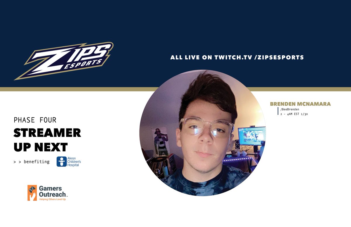 ZipsEsports's tweet photo. Join Brenden McNamara for his section of our 48 hour live stream marathon! #GoZips 

📺https://t.co/UOnUJb8Qpr https://t.co/w5lNruCVo2